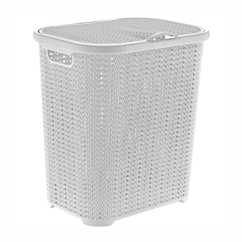 Coș pentru rufe cu capac (40 l), alb