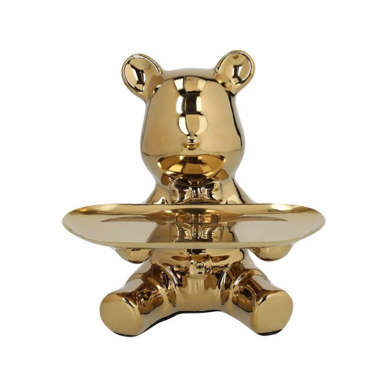 Подставка Bear с подносом золотой