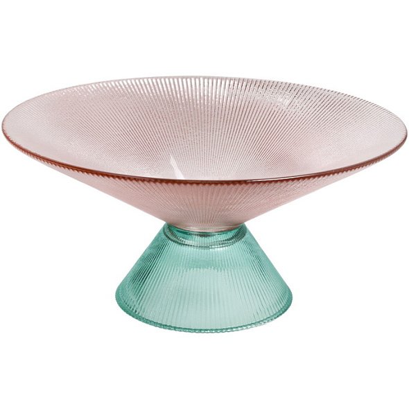блюдо на ножке galassia clear 26 см сиренево зеленое стекло