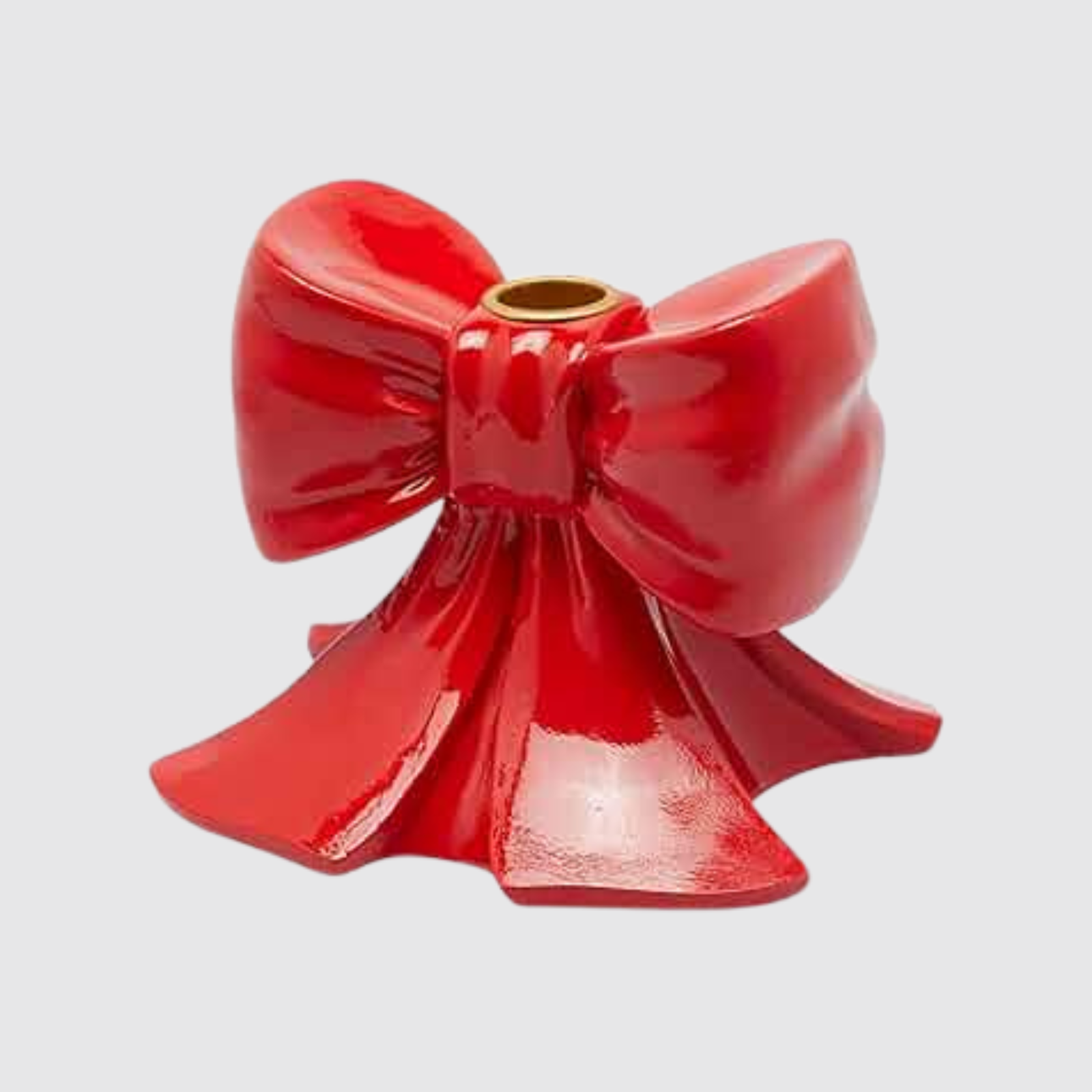 Красный глянцевый подсвечник в форме банта