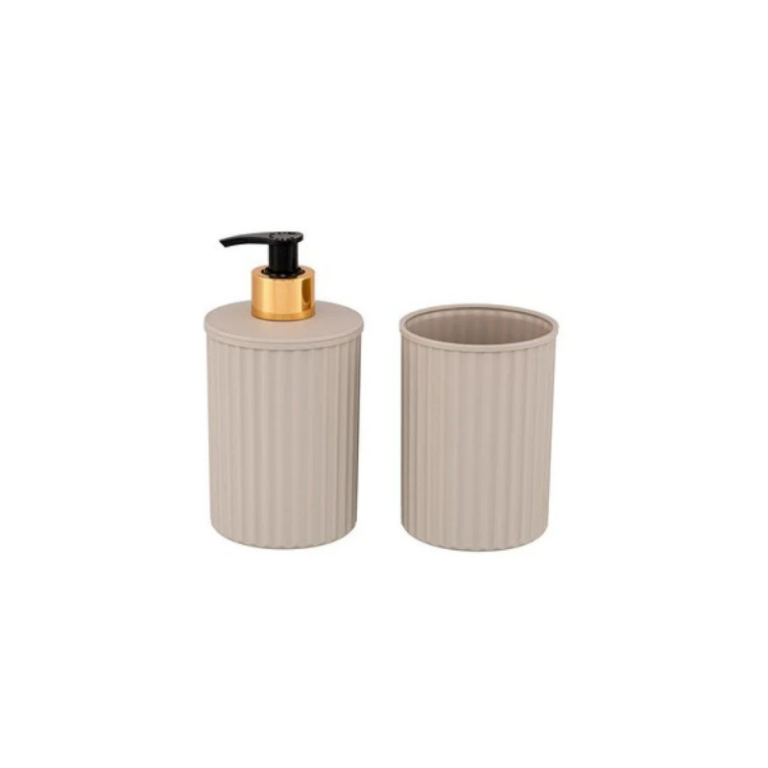 Set de accesorii pentru baie, de culoare bej