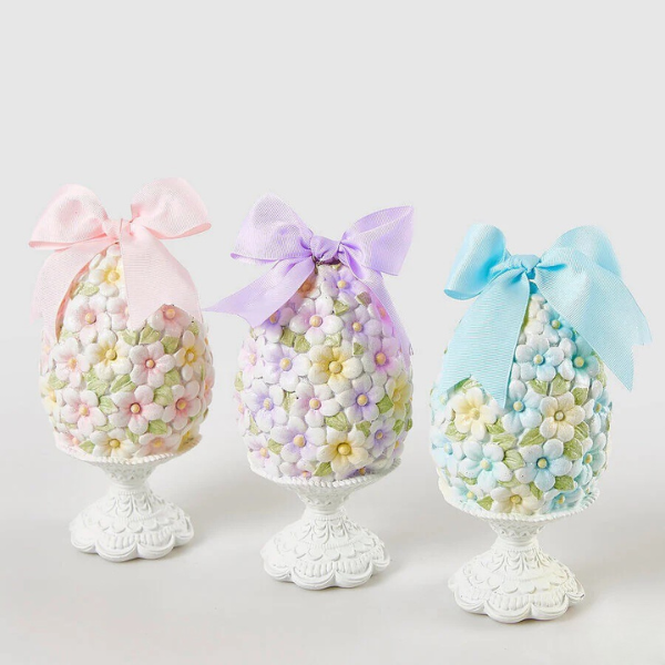 EDG Easter decorative egg 20 cm floral with bow color options