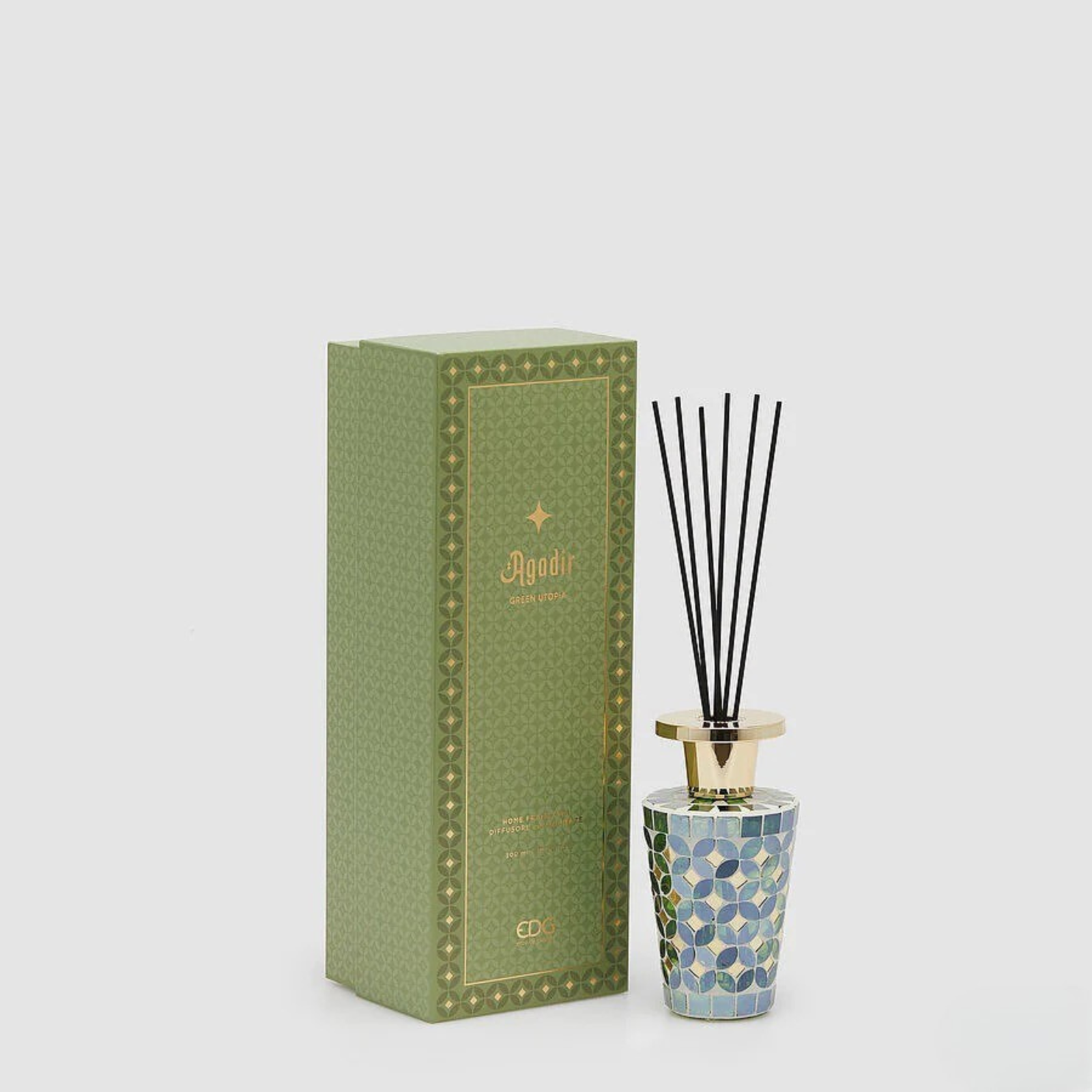 Диффузор для дома Green Utopia серия Agadir в декоративном флаконе с палочками