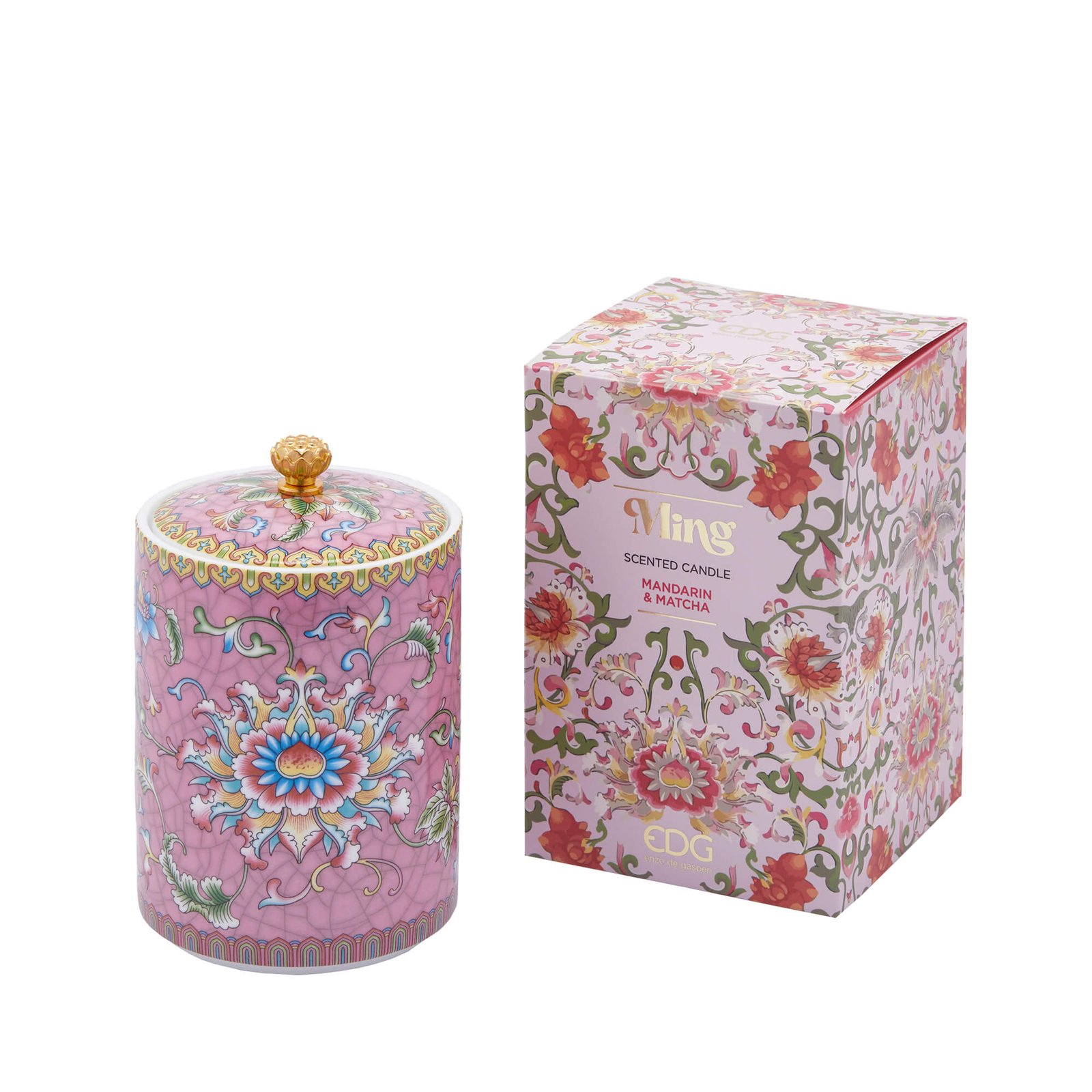 Аромасвеча EDG Ming Mandarin & Matcha в баночке с крышкой и коробкой