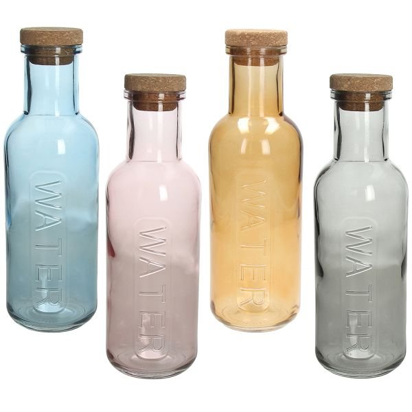 Стеклянная бутылка 1 литр с пробкой цветная