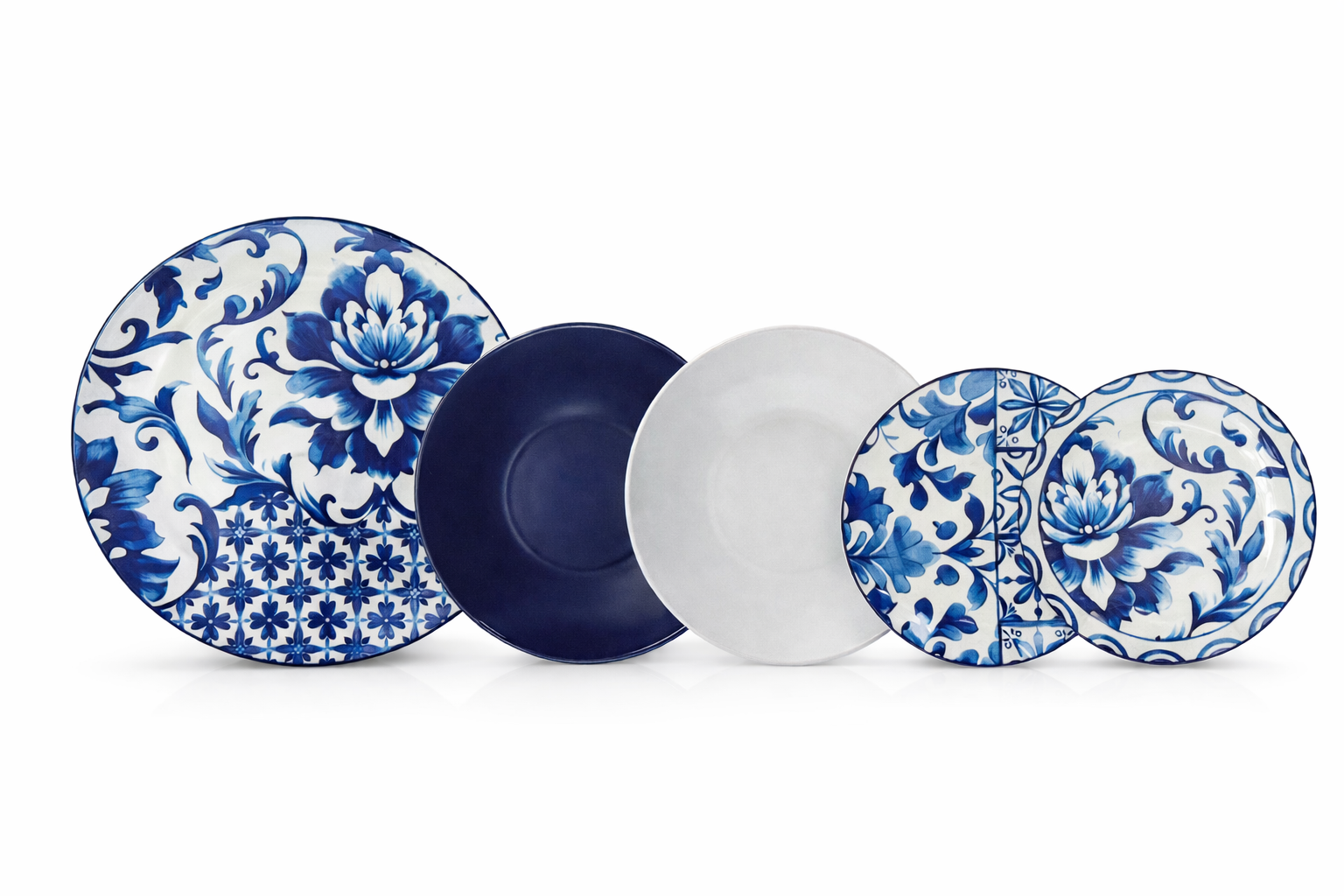 Столовый сервиз Ortigia 18 предметов с сине белым орнаментом