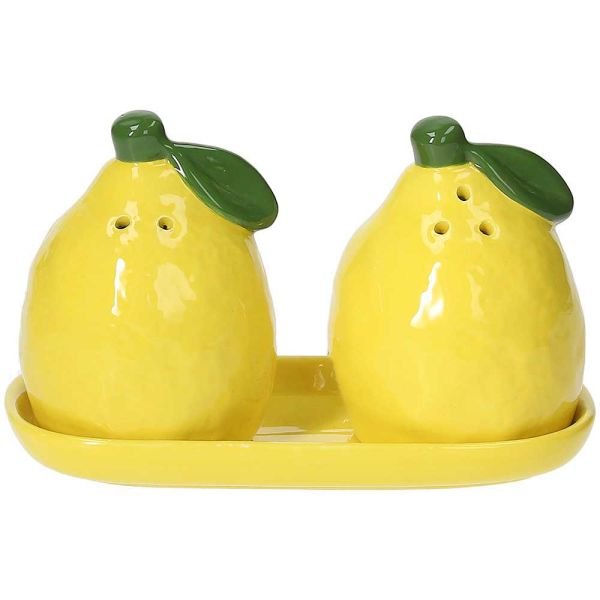 набор для специй lemon garden солонка перечница с подносом керамика желтый