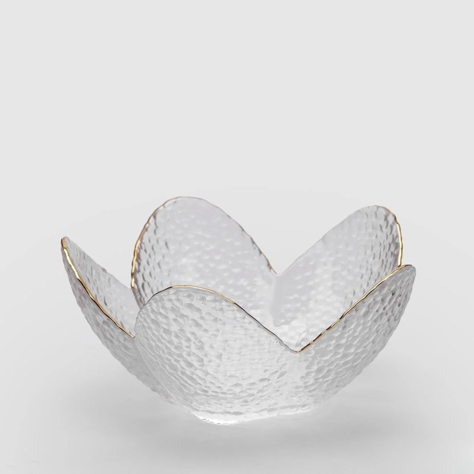 EDG Goldrim glass bowl 270 ml transparent textured with gold rim petal shape
